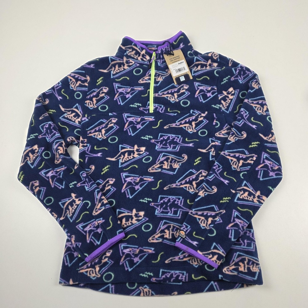 Chubbies Sweater Mens Medium Multicolor Fleece 1/4 Zip Dinosaur Squad Goal